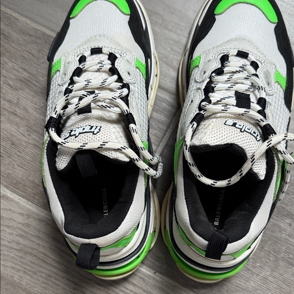 Balenciaga Chunky White and Neon Green Sneakers - Picture 11 of 12